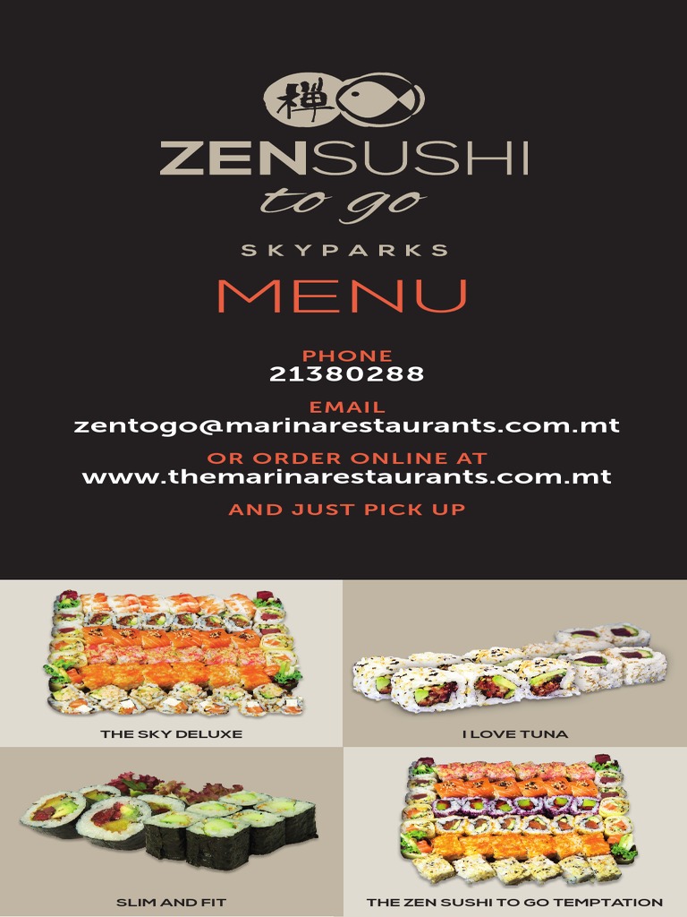 Zen sushi menu discount
