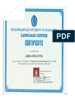 Andika Widia Putra - Sertifikat Bahasa Inggris Teknik Sipil Universitas Muhammadiyah Surakarta