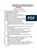 Funciones Del Coordinador y Pastoreo Interna de La Tercera Comunidad Luz de Cristo