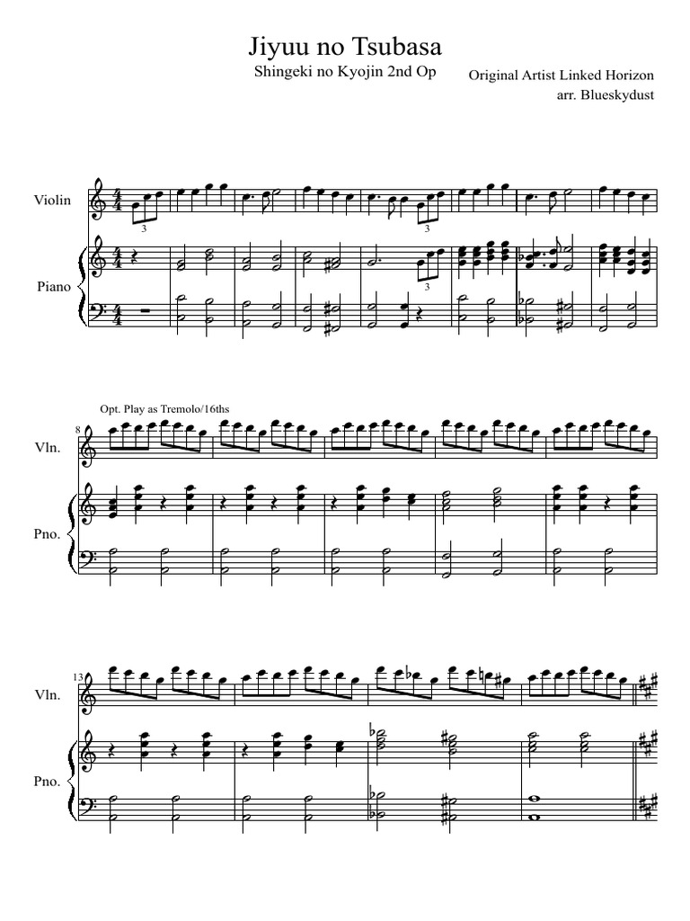 Jiyuu No Tsubasa Violin Pdf