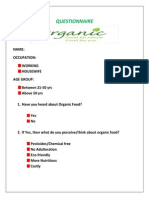 Questionnaire for Organic Food_riya Shivnani