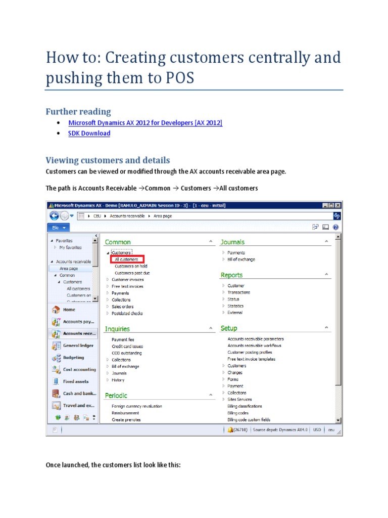 Create & Sync Customers in AX to POS | PDF | Point Of Sale | Software