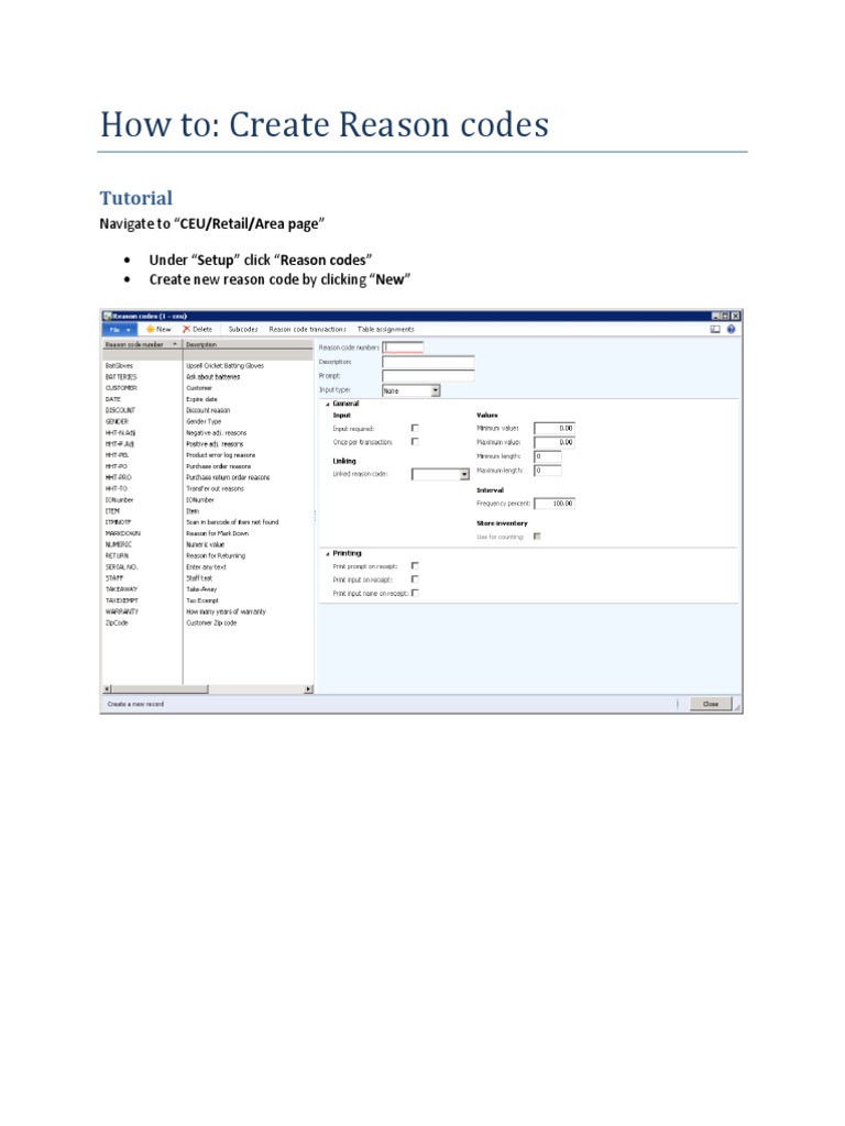 Creating Reason Codes in Retail System | PDF | Computers