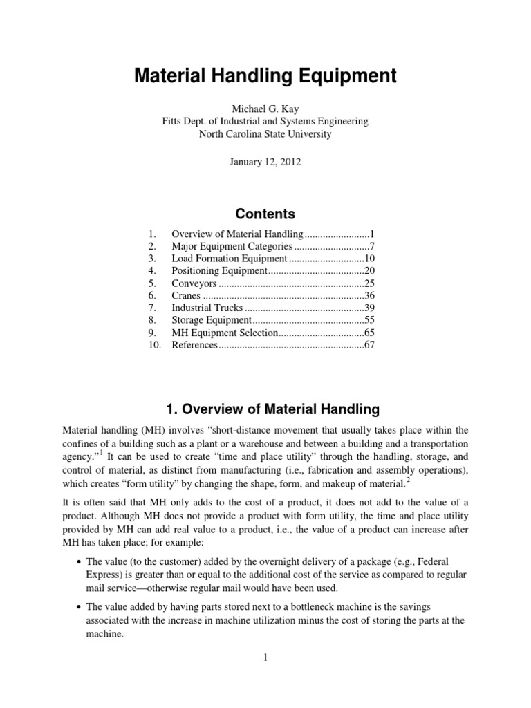 Material Handling Equipment | PDF | Pallet | Freight Transport