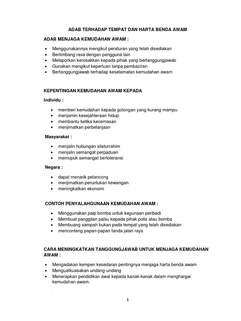 Adab Terhadap Tempat Dan Harta Benda Awam Pdf