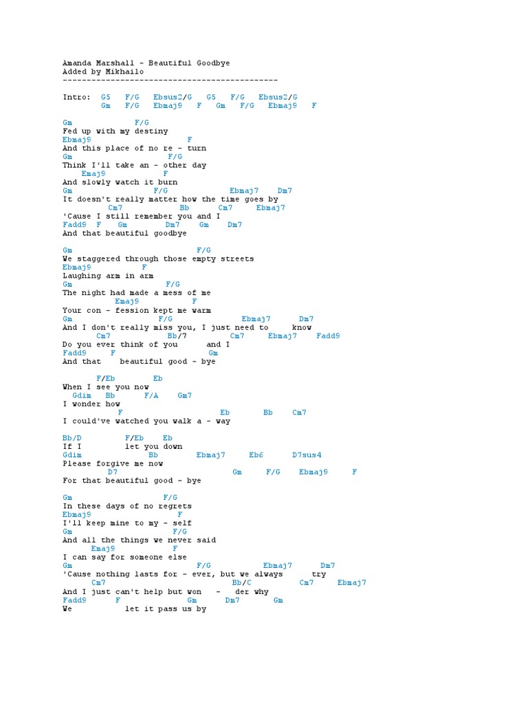 Amanda Marshall Beautiful Goodbye PDF