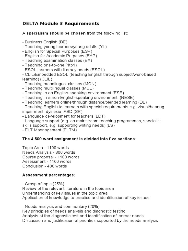 DELTA Module 3 Requirements PDF