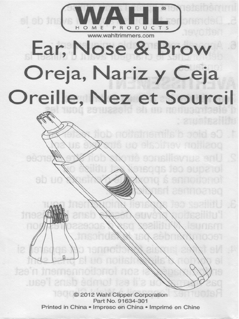 wahl ear nose and brow trimmer instructions