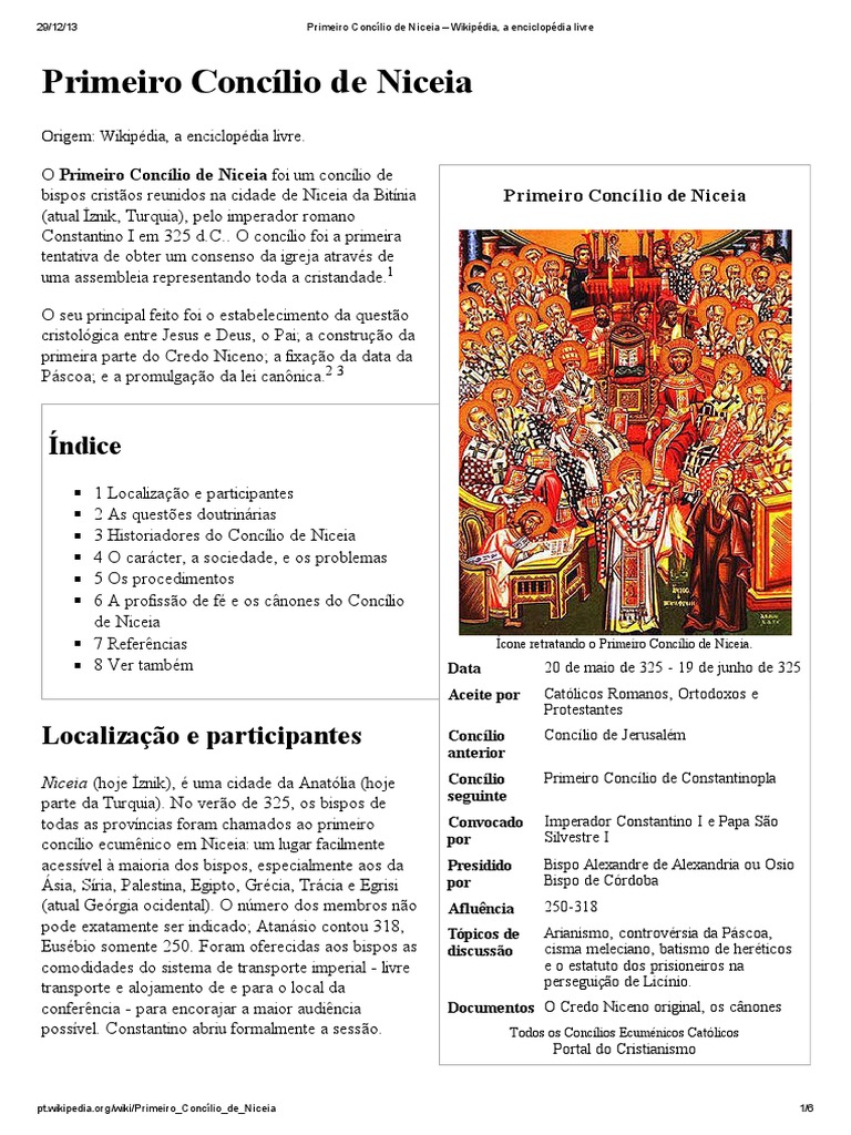 Primeiro Concílio de Niceia 325 | PDF | Religiões mediterrâneas antigas ...