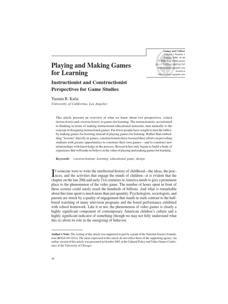 Playing For Learning | PDF | Social Constructionism | Game Design