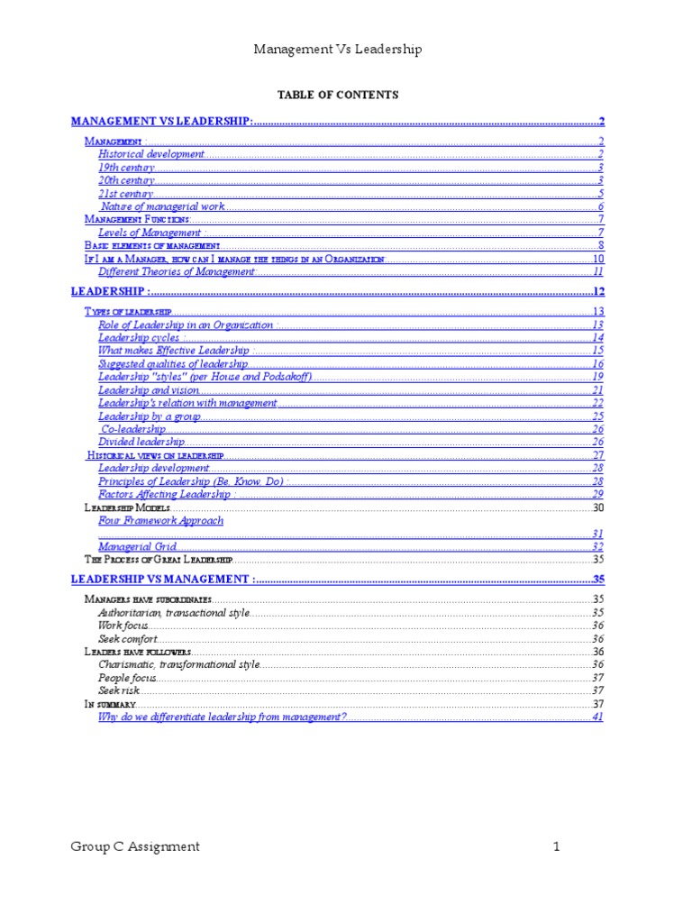 Management and Leadership Overview | PDF | Transformational Leadership ...