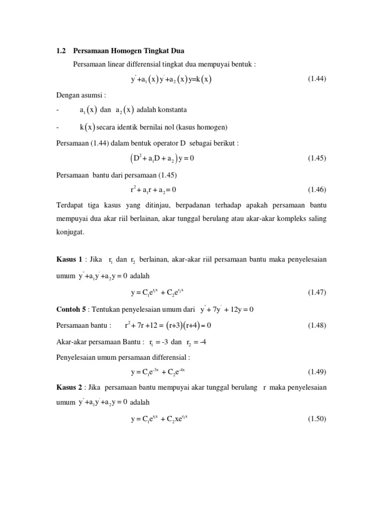 Persamaan Homogen Tingkat Dua | PDF