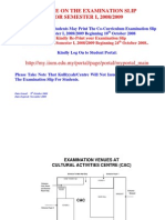 Notice On The Examination Slip FOR SEMESTER I, 2008/2009