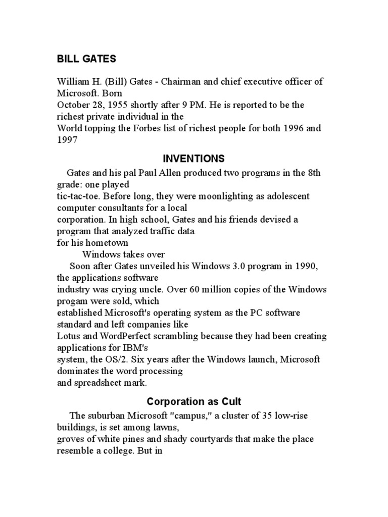 Bill Gates' Key Inventions and Impact | PDF | Microsoft | Office Equipment