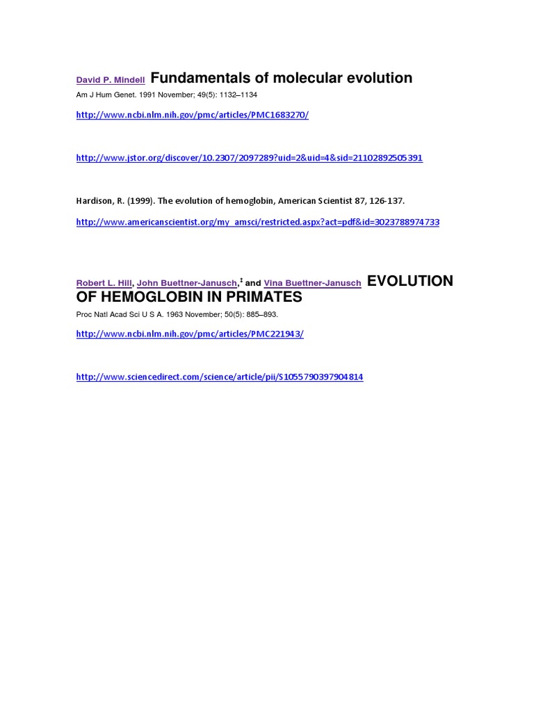 Molecular Evolution of Hemoglobin | PDF | Science & Mathematics