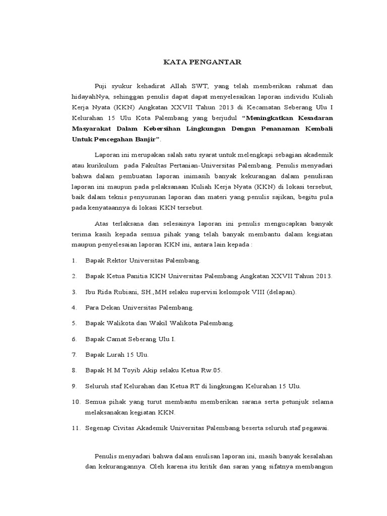 contoh LAPORAN INDIVIDU KKN