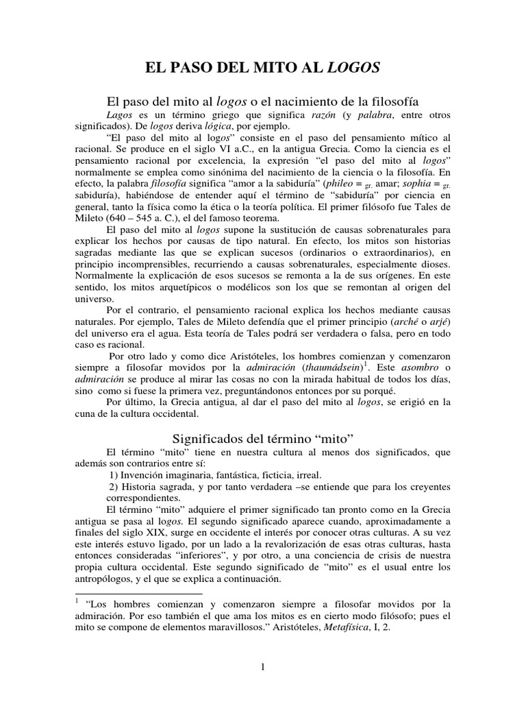 1 Paso Mito a Logos
