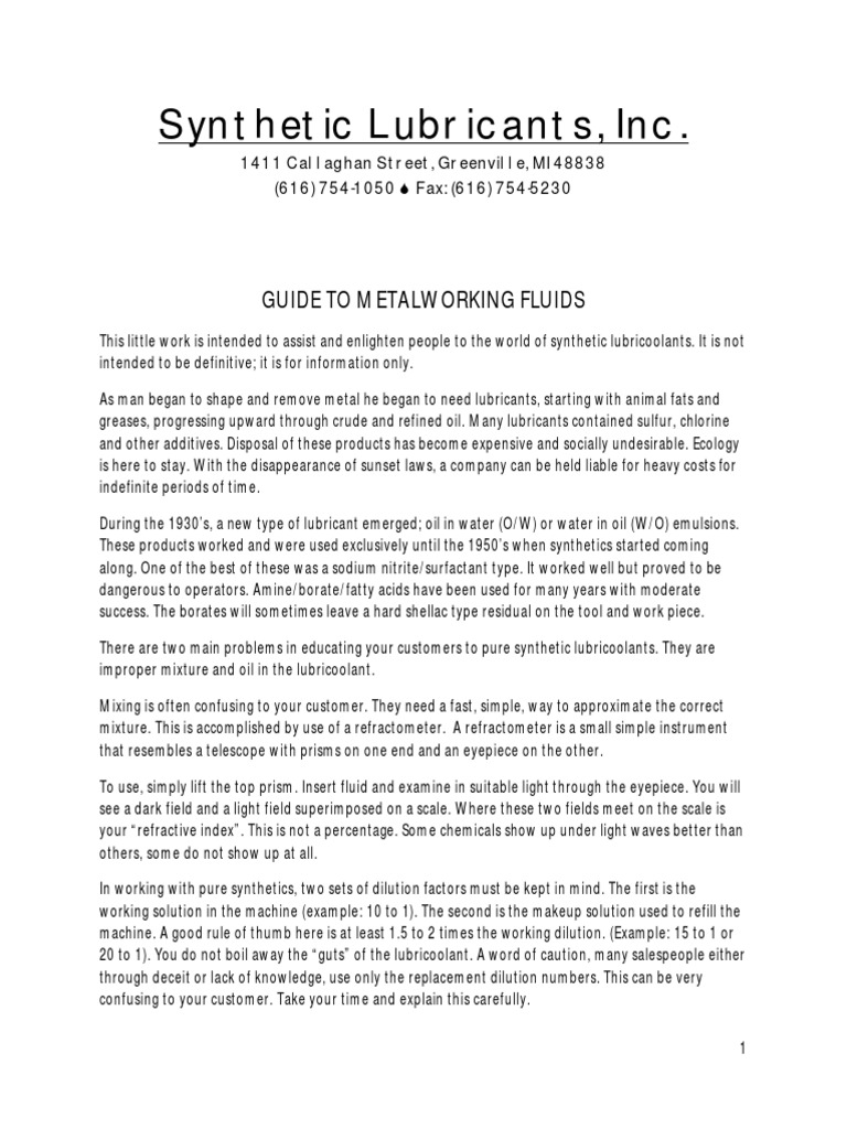 Guide To Metalworking Fluids PDF Chemistry Industries