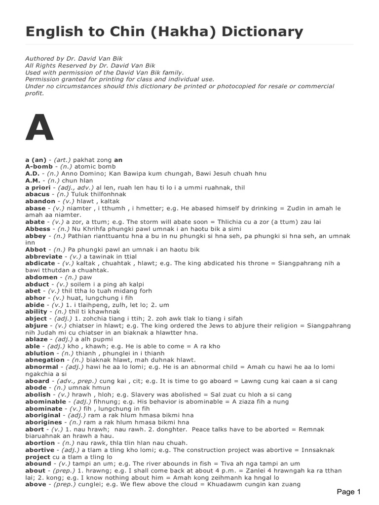 English to Chin Hakha Dictionary 03.05.2013