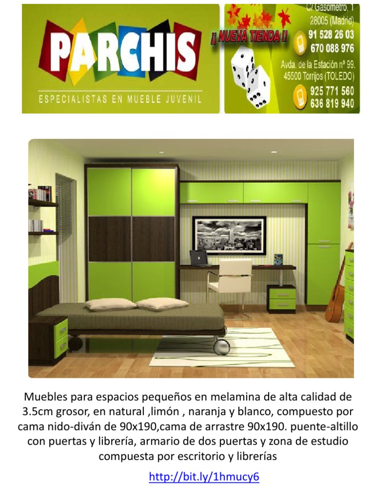 Cama Litera Toledo con cama nido - Verde Limon