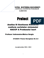 Implementarea HACCP in Sectorul de Productie Si Procesare A Laptelui Studiu de Caz Iaurtul