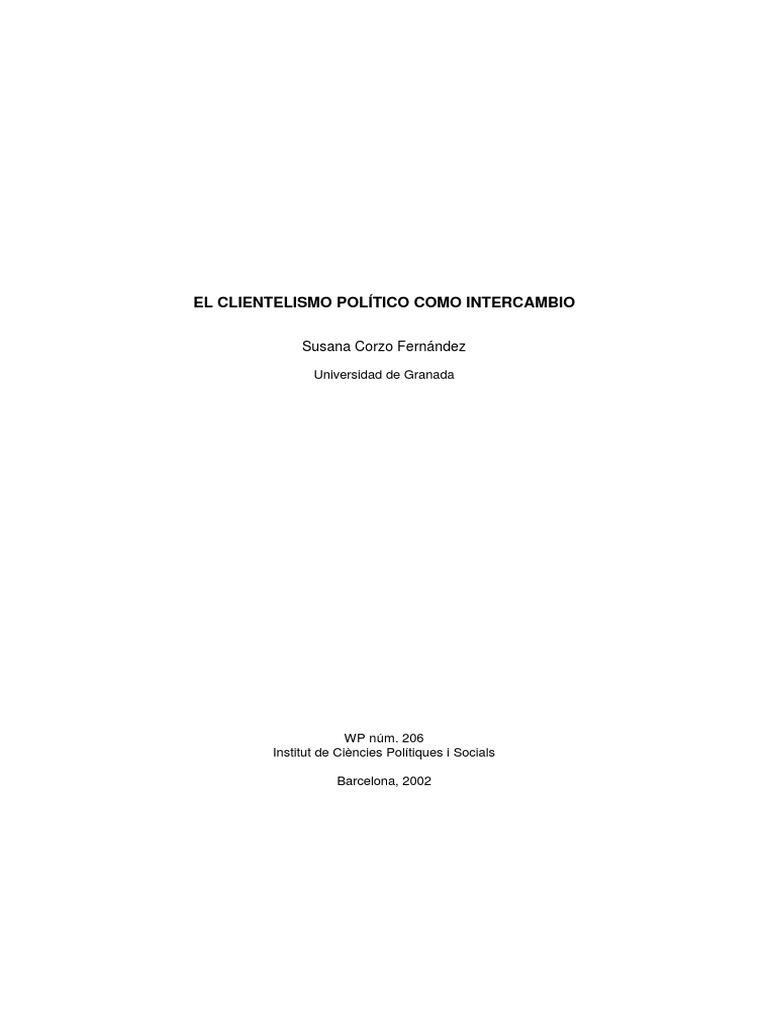 Clientelismo Politico | PDF | Corrupción política | Partidos políticos