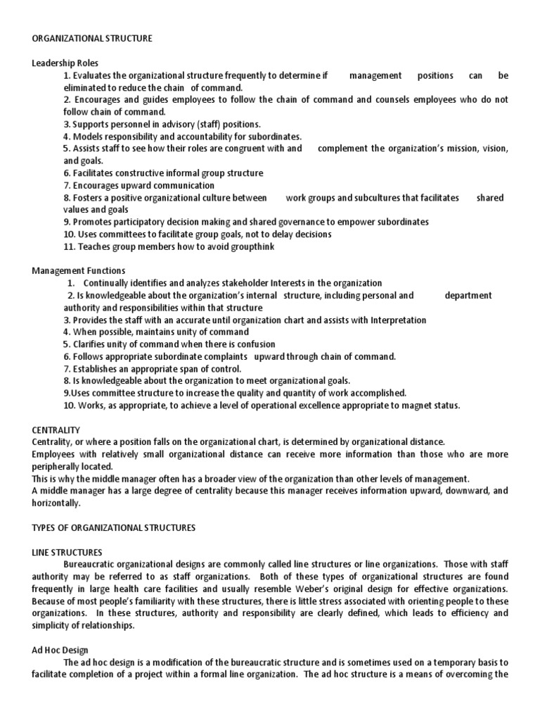 Nursing Organizational Structure Overview | PDF | Organizational ...