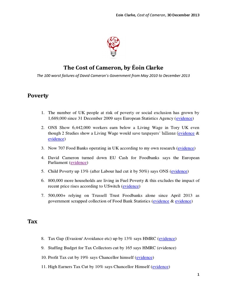 The Cost of Cameron, by Eoin Clarke PDF National Health Service