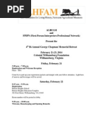 4th Bi-Annual George Chapman Memorial Retreat Program and Registration From The Association For Living History, Farm and Agricultural Museums and The First-Person Interpreters Professional Network