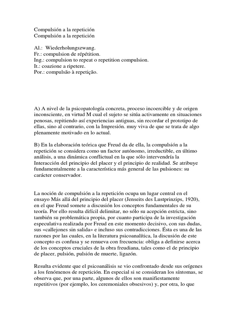 Compulsión A La Repetición PDF Sigmund