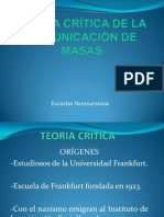 TEORÍA CRÍTICA DE LA COMUNICACIÓN DE MASAS