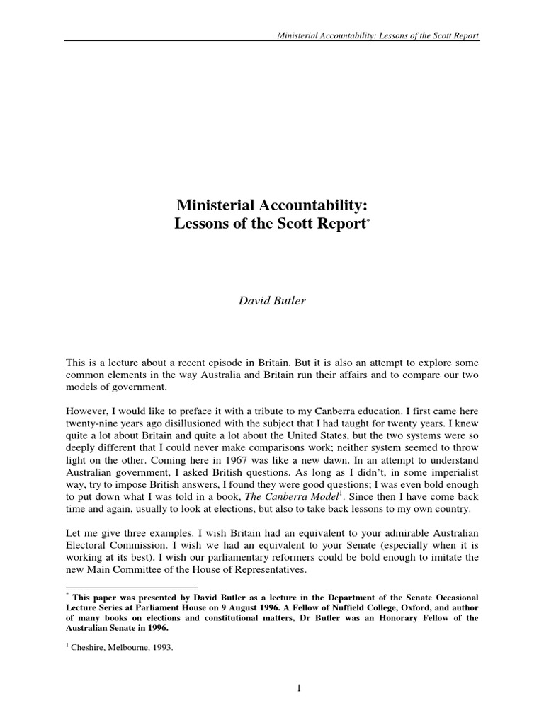 Ministerial Accountability in the Scott Report | PDF | Travel