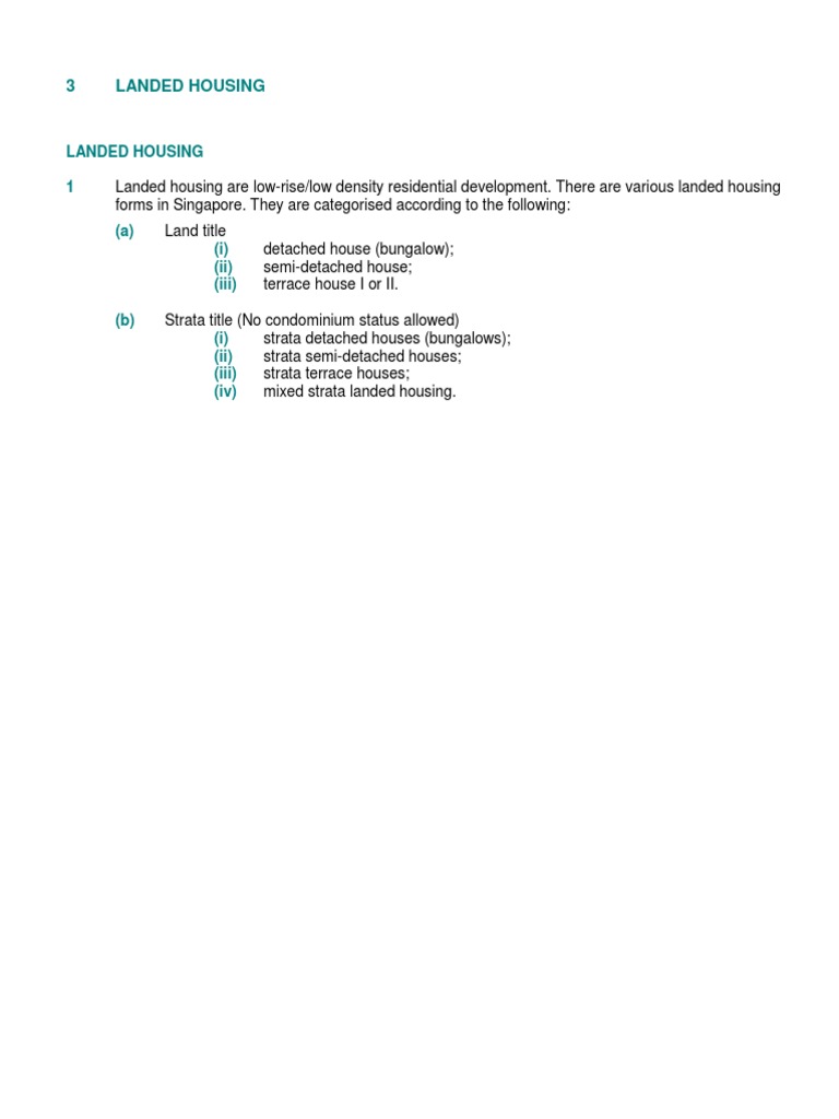 Types of Landed Housing in Singapore | PDF | Single Family Detached ...