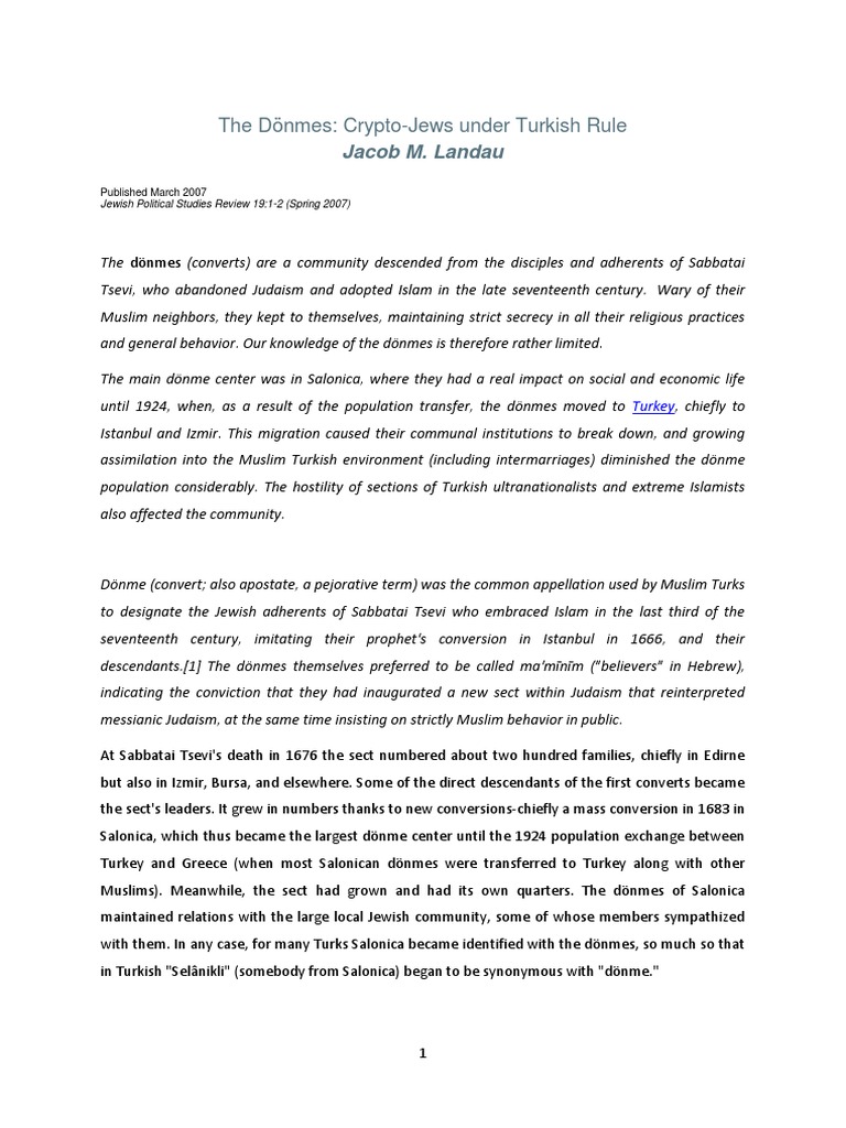 Dönmes: Crypto-Jews in Turkey | PDF | Turkey | Ethnoreligious Groups