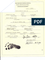 Barack Obama Birth Certificate From Coast Province General Hospital, Mombasa, Kenya (1961) .