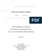 Victor H. Mair - The Contributions of T'ang and Five Dynasties Transformation Texts (Pien-Wen) To Later Chinese Popular Literature