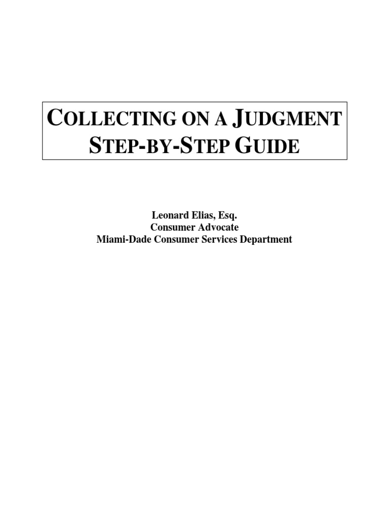 Collecting Judgement Steps PDF Garnishment Judgment (Law)