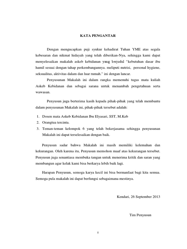 Makalah Askeb Kebutuhan Dasar Ibu Hamil