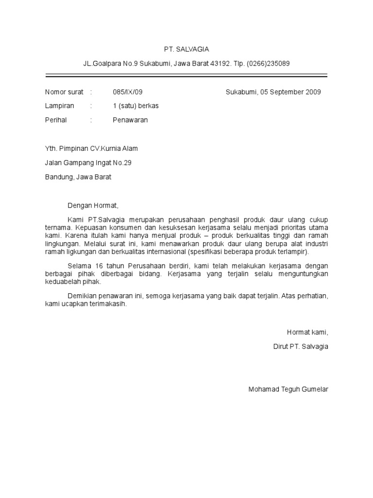 surat niaga penawaran surat niaga penawaran