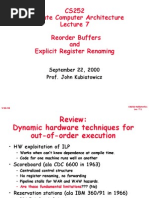 CS252 Graduate Computer Architecture Reorder Buffers and Explicit Register Renaming