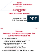 CS252 Graduate Computer Architecture Reorder Buffers and Explicit Register Renaming