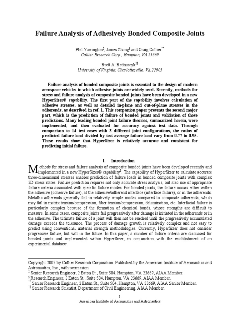 AIAA2005SDM Failure Analysis of Adhesively Bonded Composite Joints ...