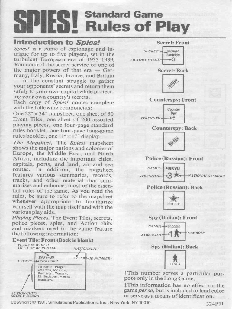 How to Play Spies! Game Rules | PDF | Espionage | National Security