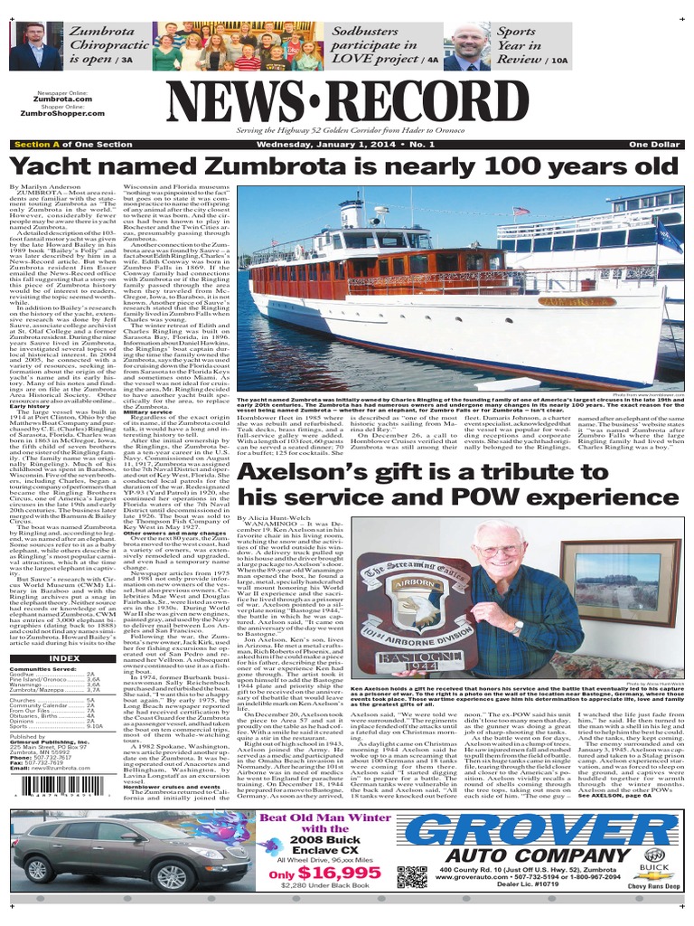 Yacht Named Zumbrota Is Nearly 100 Years Old Axelson's Gift Is A