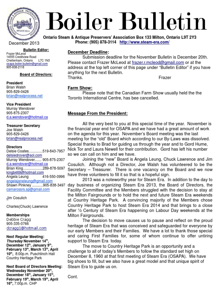 December Boiler Bulletin | PDF | Board Of Directors | Energy And Resource