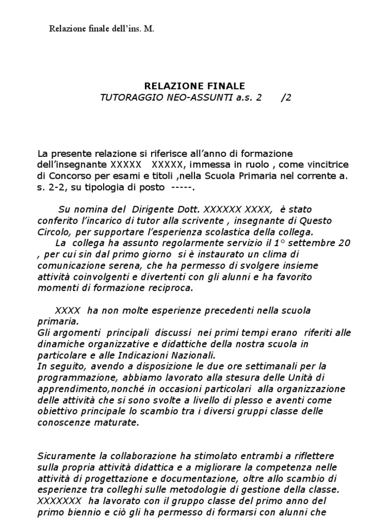 Relazione Finale NeoAssunti PDF