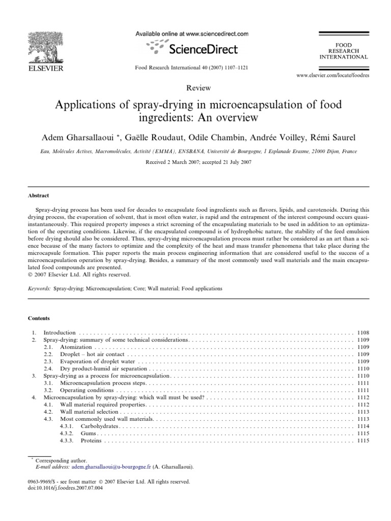 Applications of Spray-Drying in Microencapsulation of Food Ingredients ...