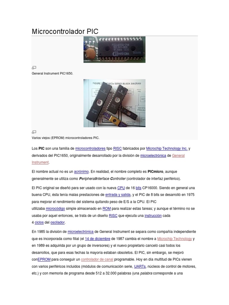 Microcontroladores PIC: Arquitectura y Uso | PDF | Microcontrolador Pic ...