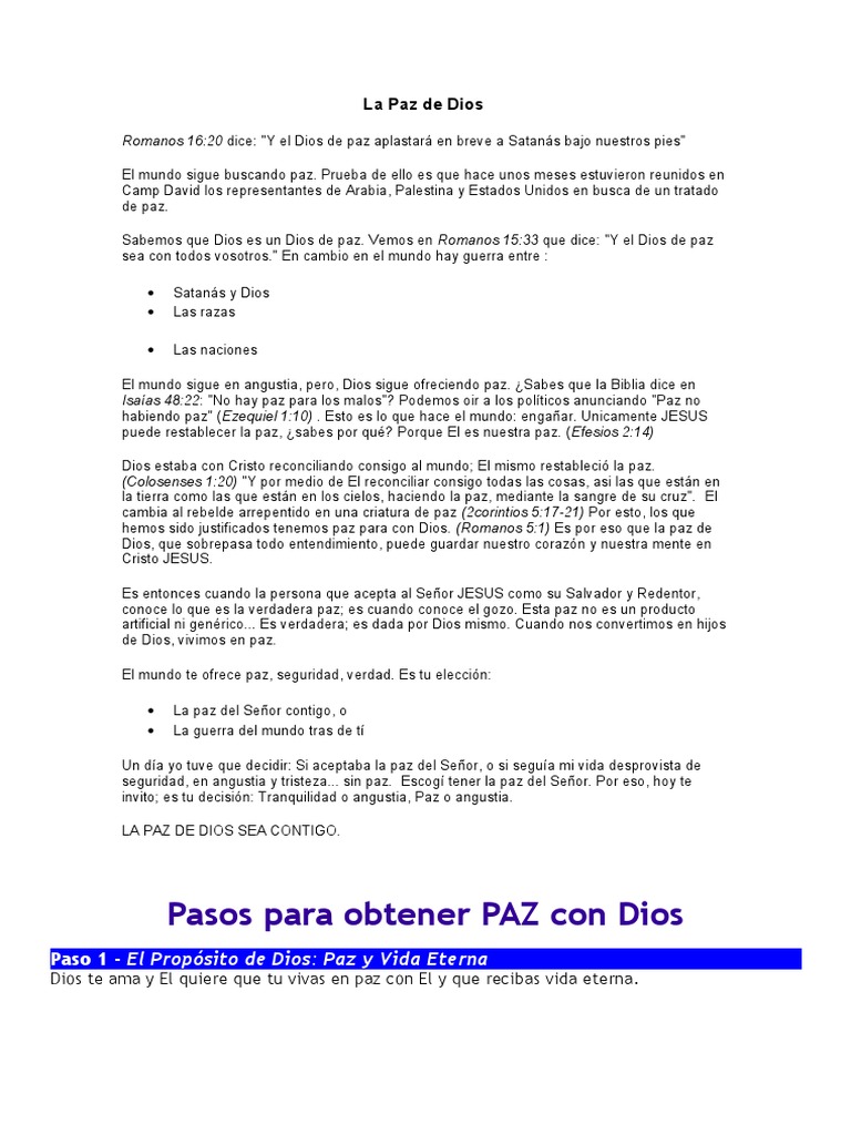La Paz de Dios | PDF | Cristo (título) | Paz