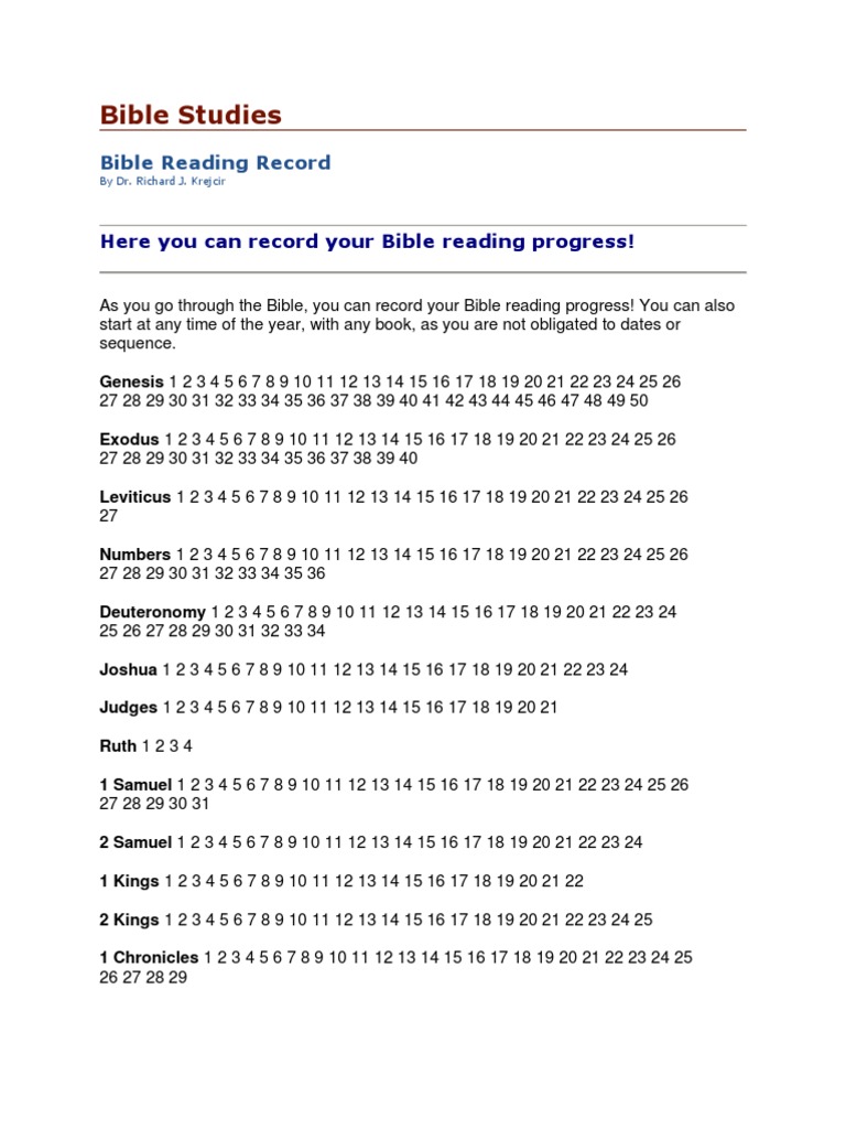 Bible Reading Record | PDF